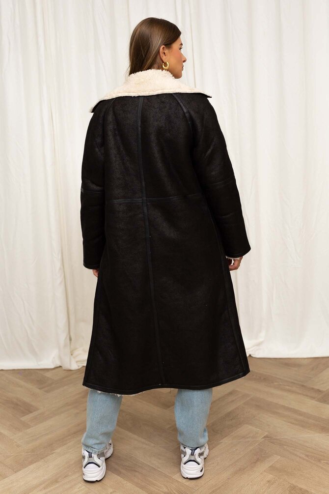 Suède Lammy Coat Jolein - Zwart