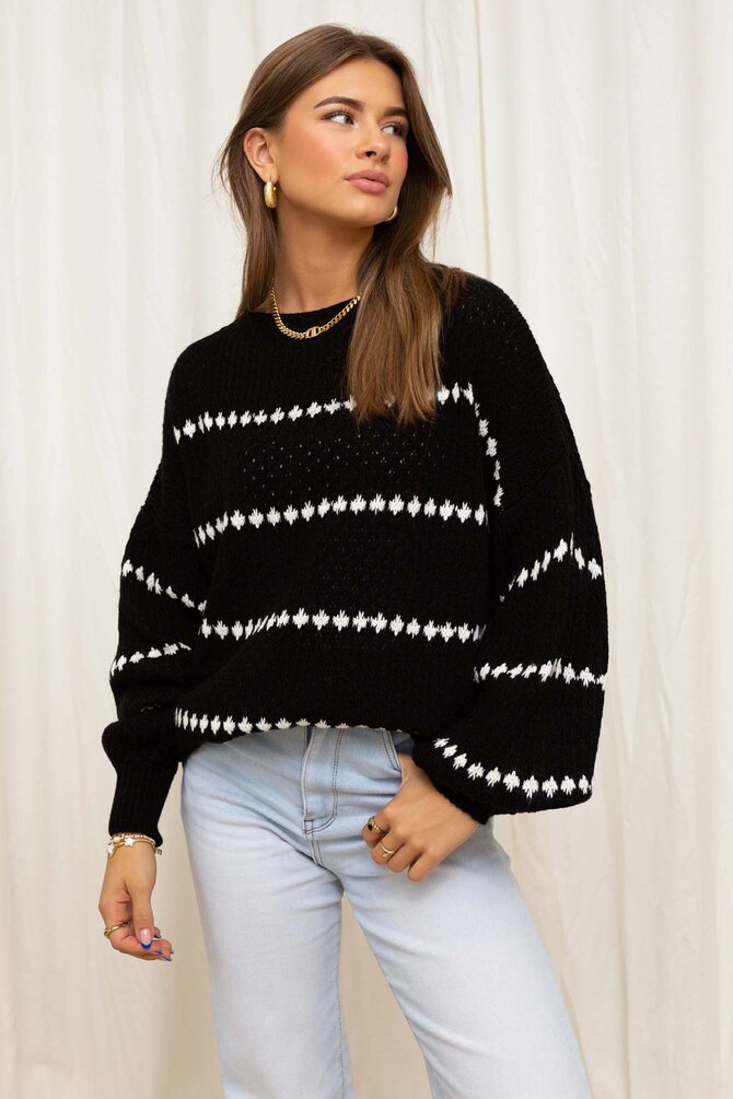 Gebreide Knit Mona - Zwart