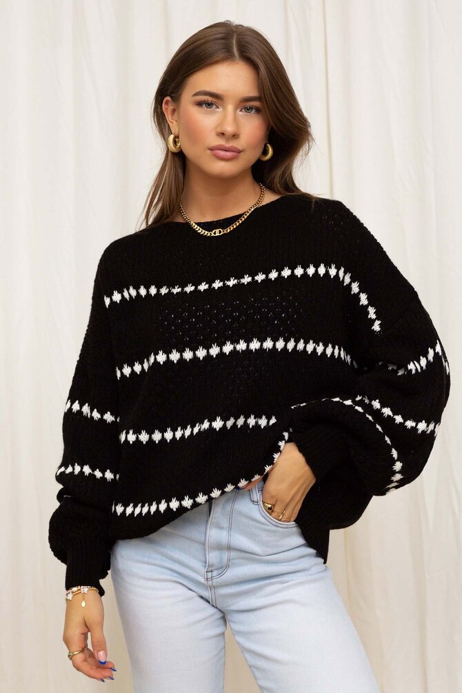 Gebreide Knit Mona - Zwart