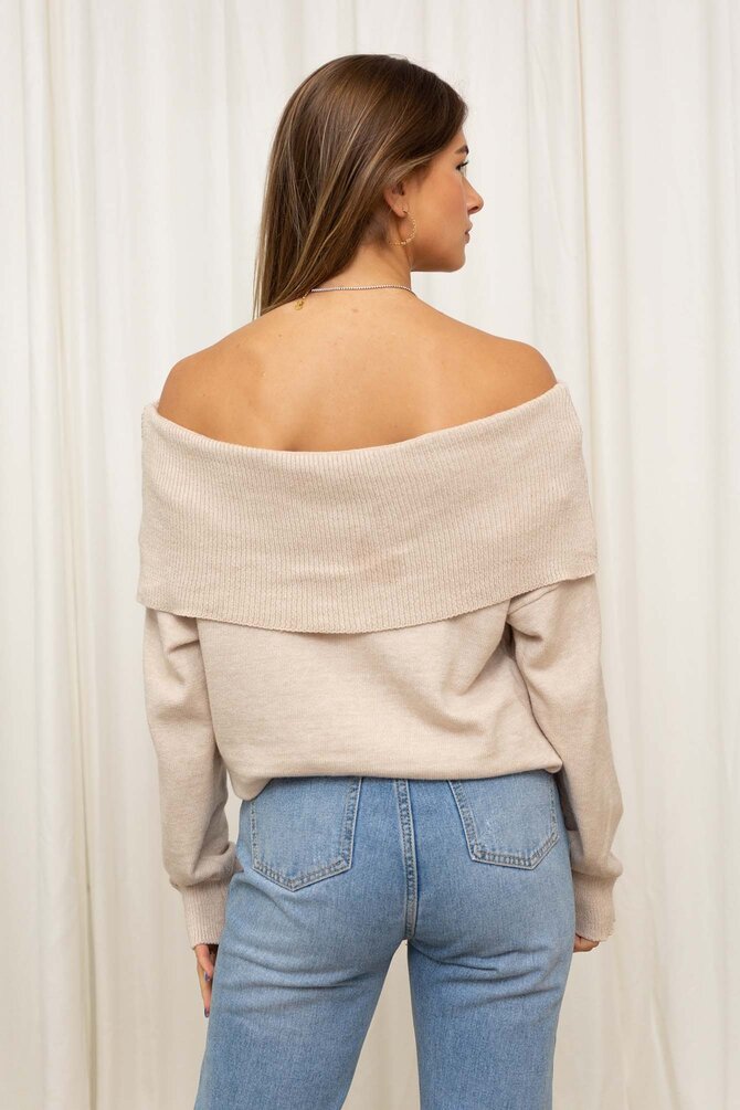 Off Shoulder Trui Regina - Beige