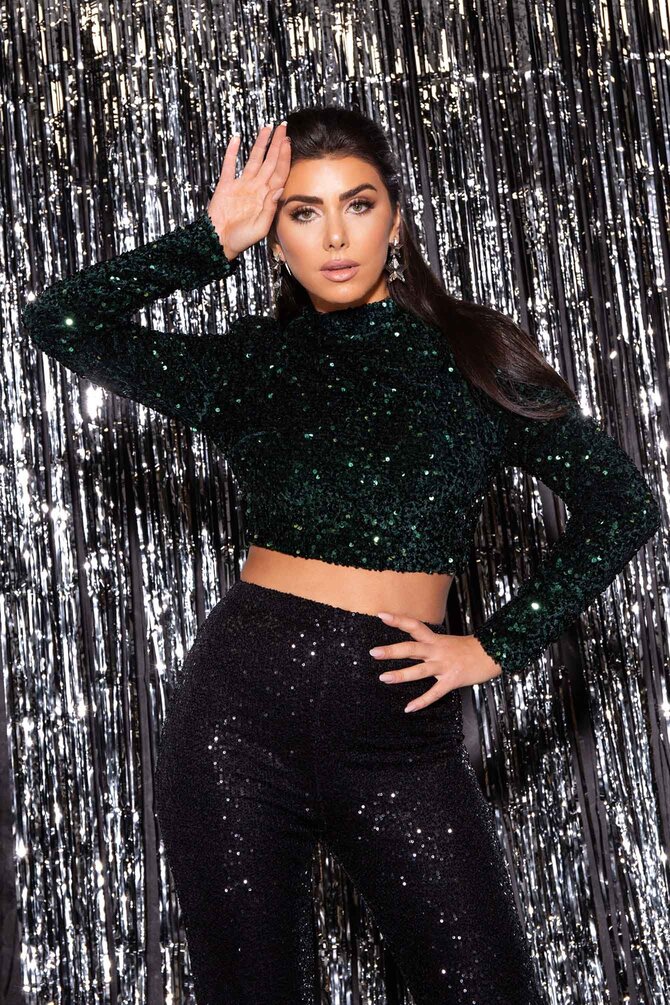 Glitter Top Reina - Groen