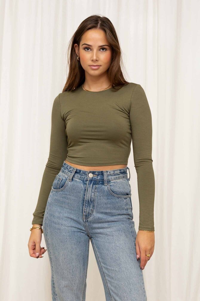 Basic Top Lena - Olijf Groen