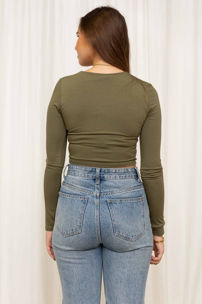 Basic Top Lena - Olijf Groen