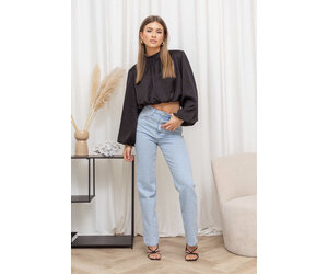 Shop zwarte satijnen top Elise Store