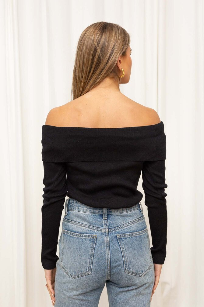 Off Shoulder Trui Sarina - Zwart