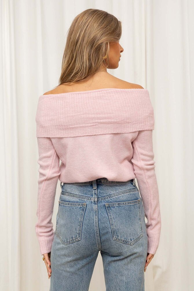 Off Shoulder Knit Cynthia - Roze