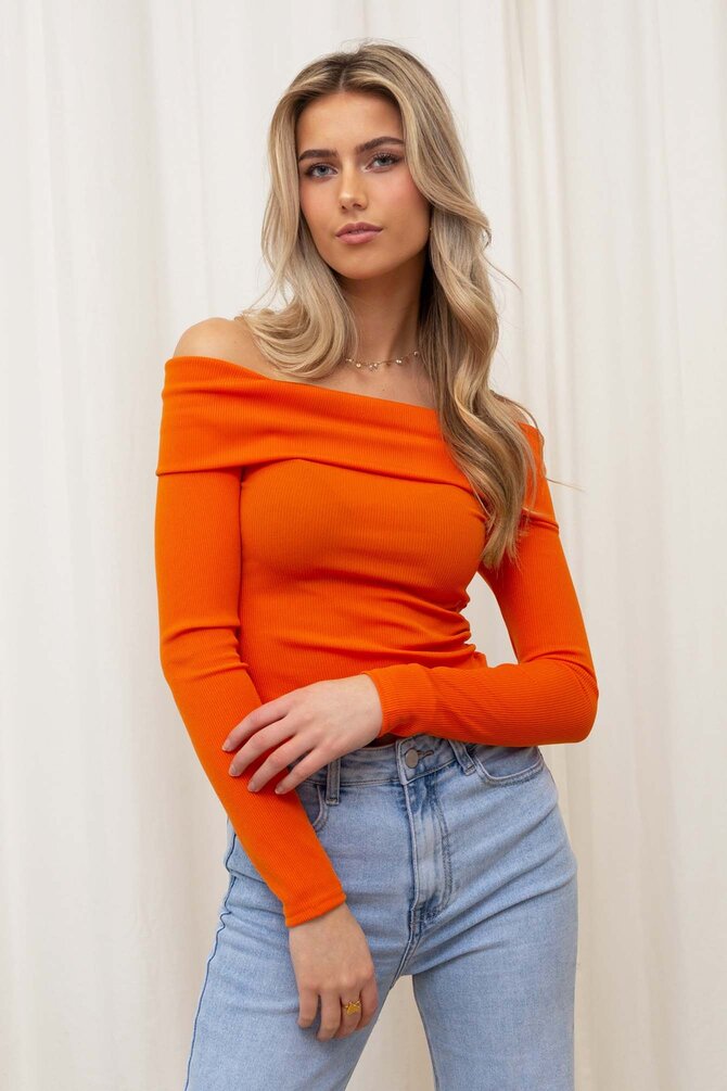 Off Shoulder Trui Sarah - Oranje