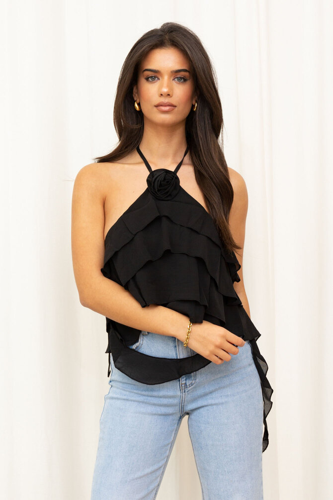 Bloem Halter Top - Zwart