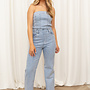 Strass Strapless Jumpsuit - Denim