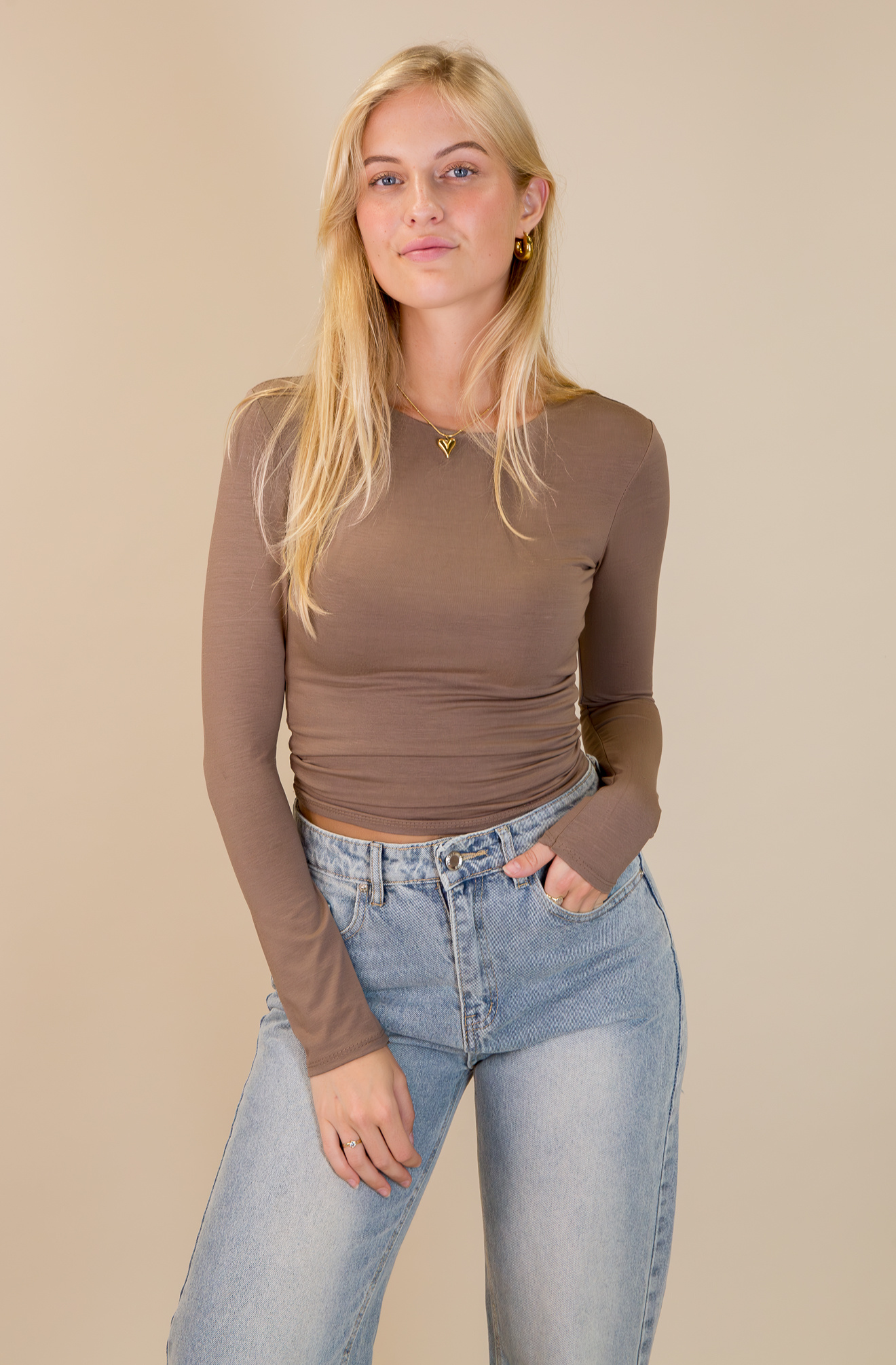 Bruine top met lange mouwen hotsell