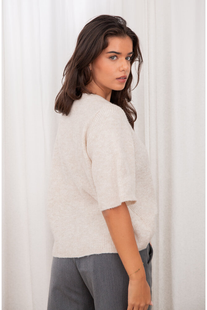 Knopen Vest Korte Mouwen - Crème
