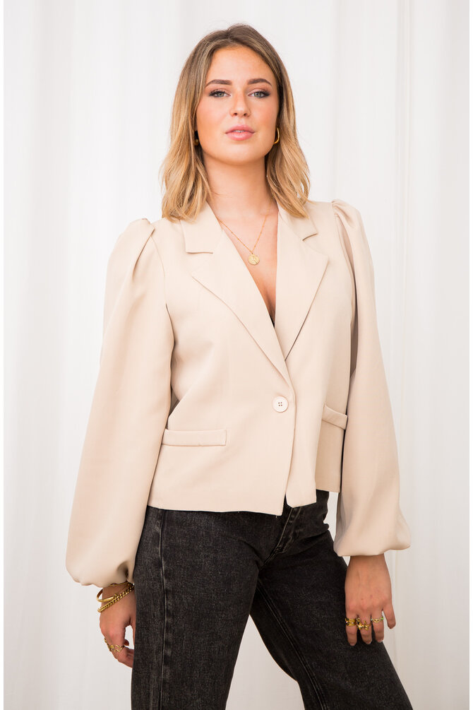 Blazer Lange Wijde Mouwen - Beige