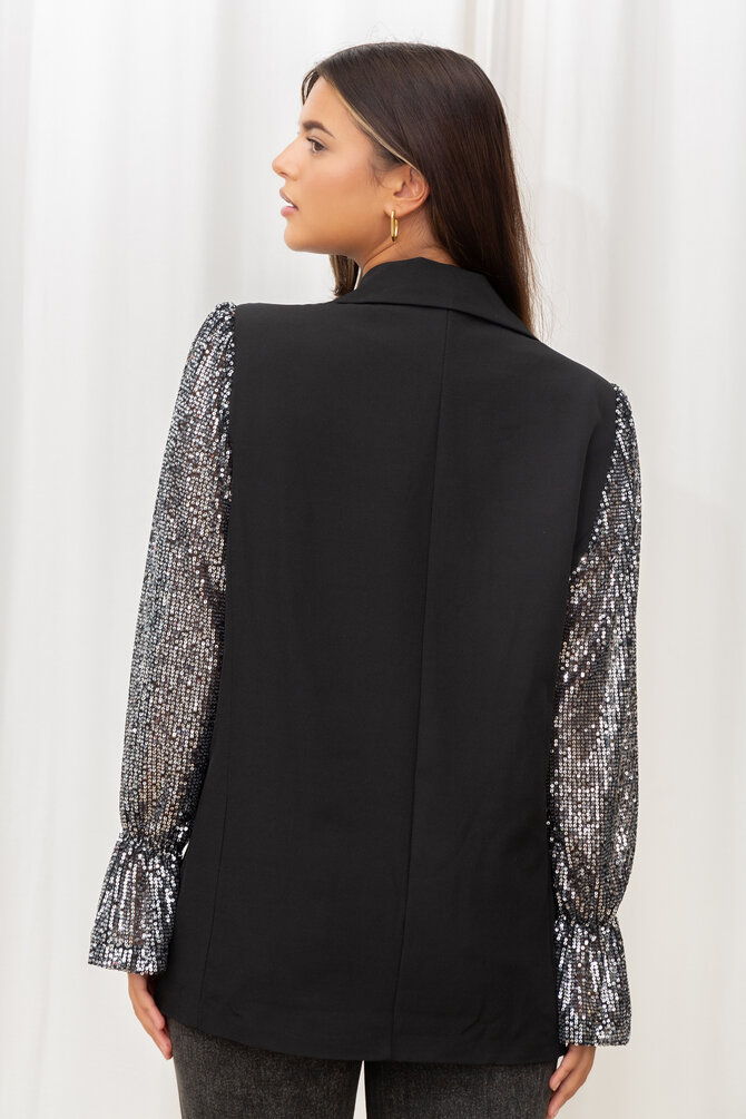 Blazer Met Glitter Mouwen - Zilver