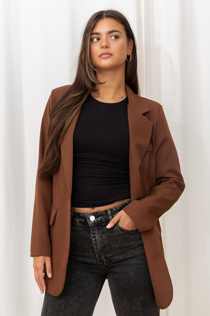 Oversized Blazer Floor - Donker Bruin