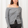 Off Shoulder Top Knopen - Grijs