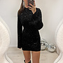Glitter Jurk Flared Mouwen - Zwart