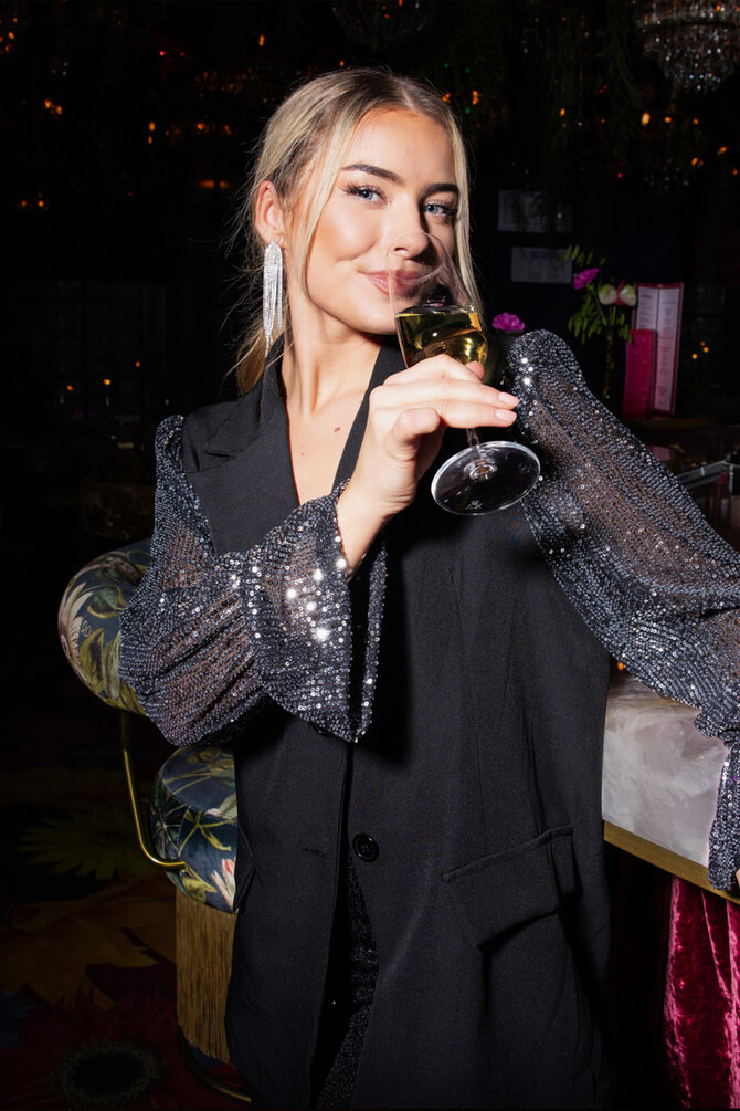 Blazer Met Glitter Mouwen - Zilver