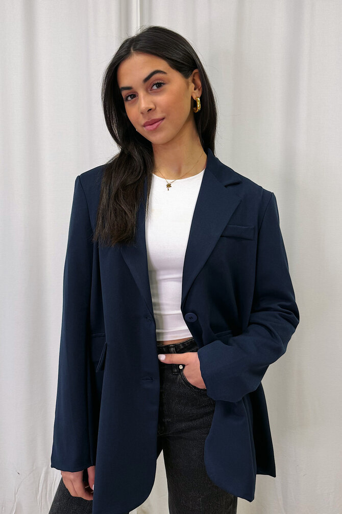 Split Blazer -Navy
