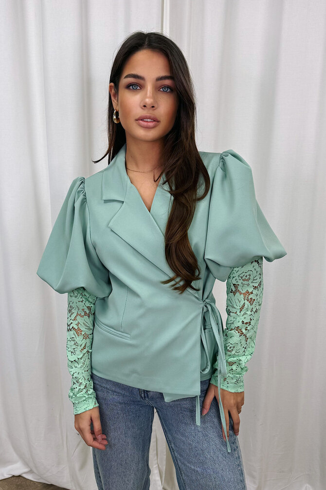 Wikkel Blazer Kanten Mouwen - Groen
