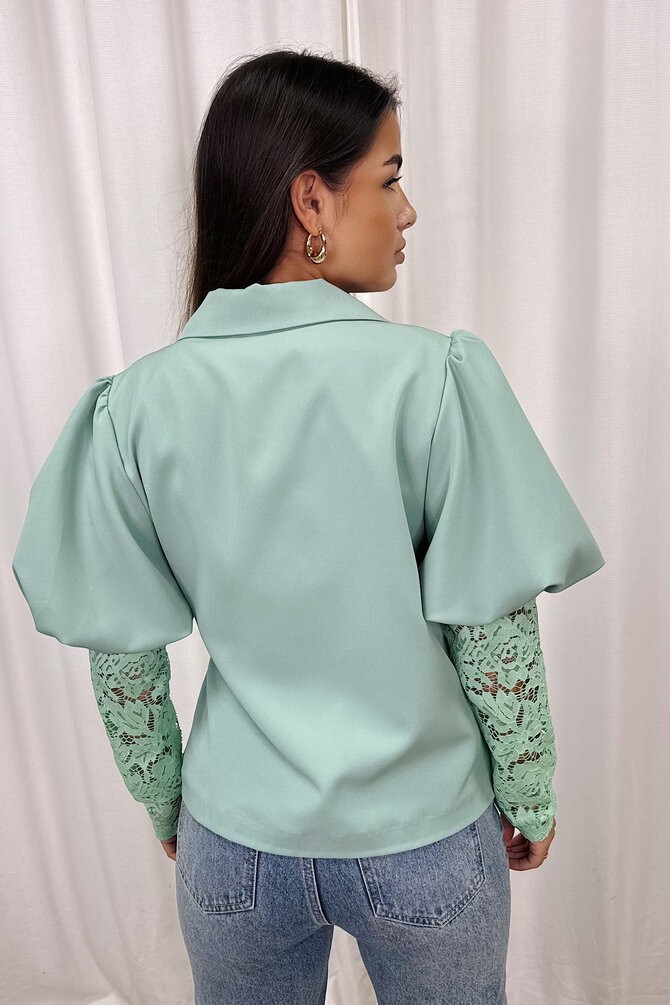 Wikkel Blazer Kanten Mouwen - Groen