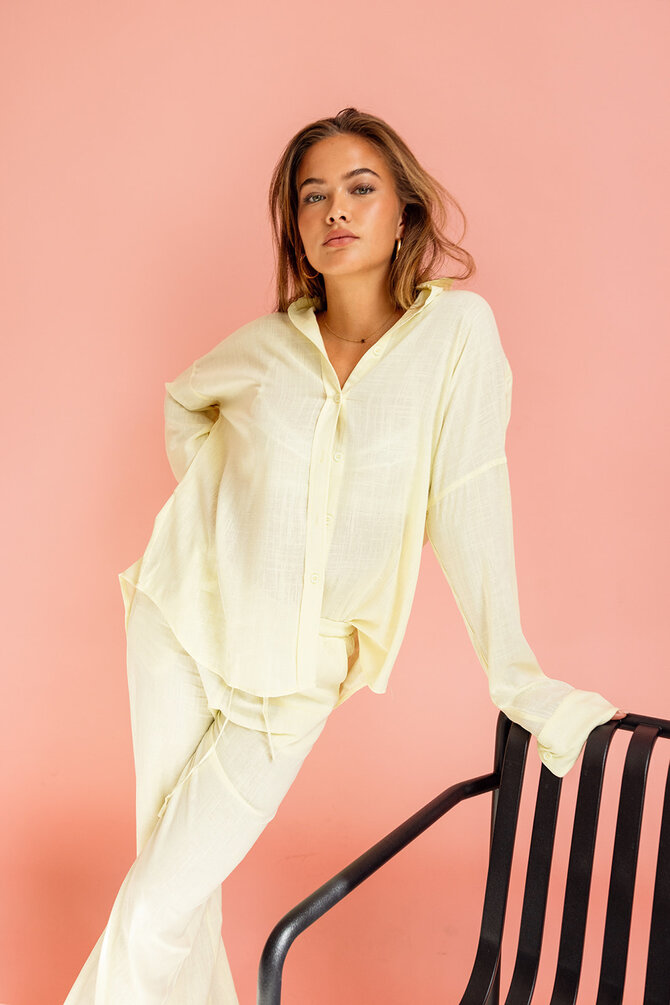 Linnen Oversized Blouse - Geel