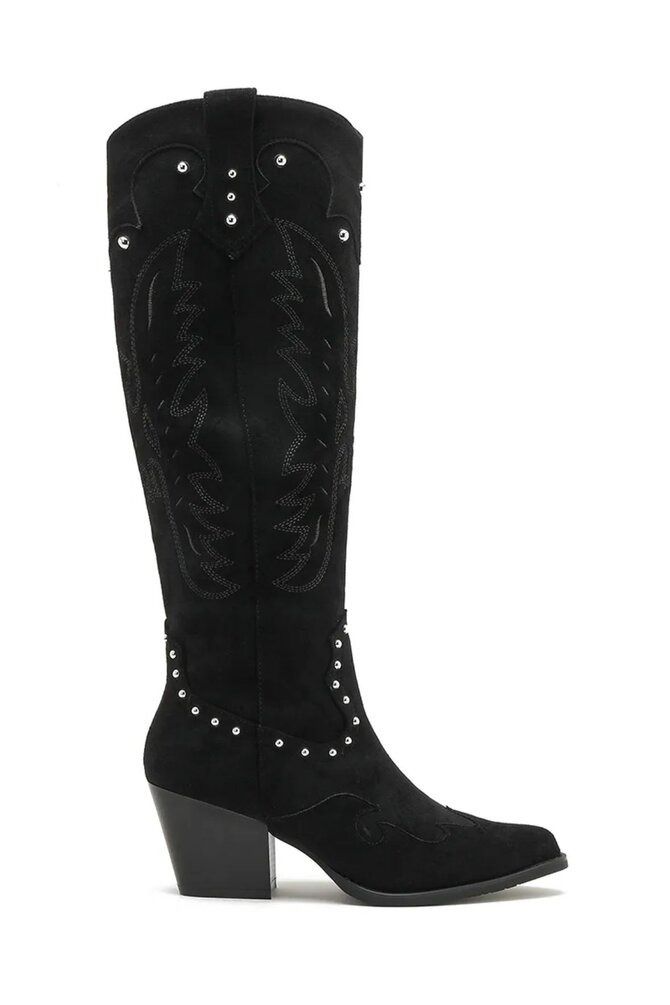 Suède Look Cowboy Laarzen - Zwart