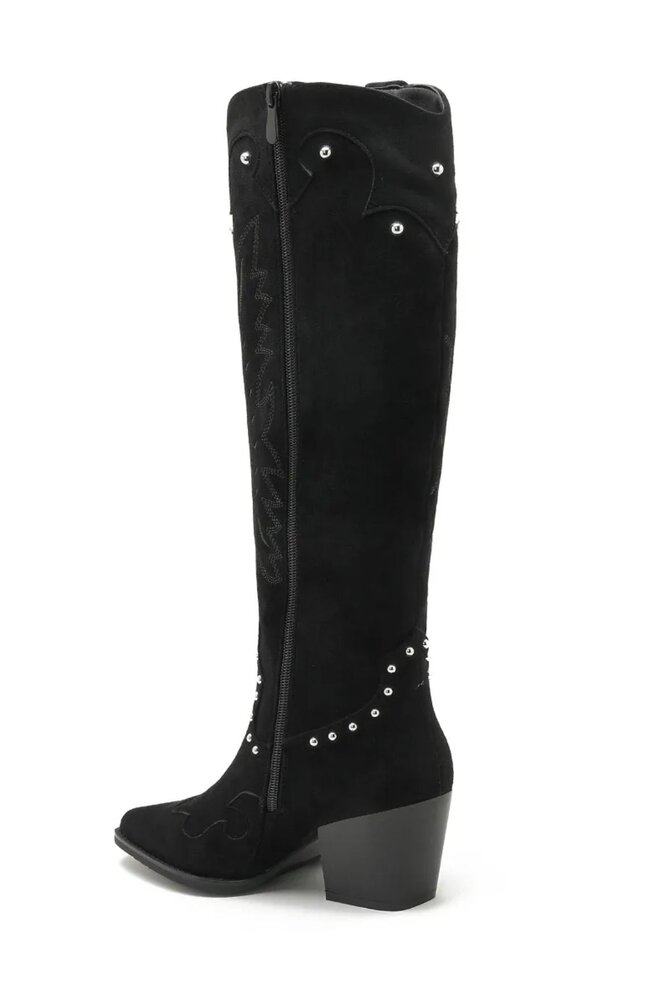 Suède Look Cowboy Laarzen - Zwart