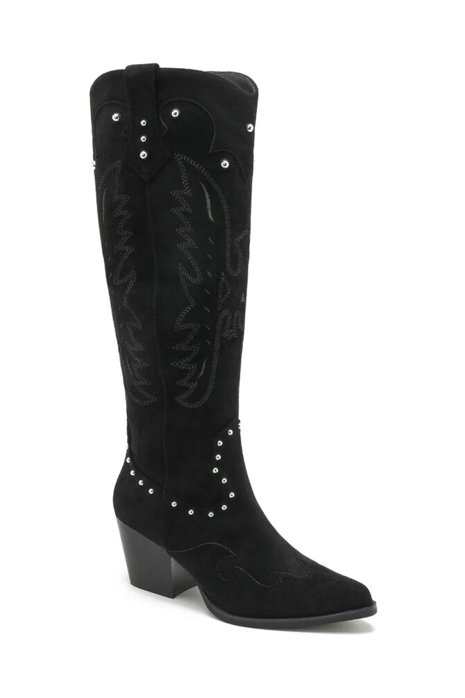 Suède Look Cowboy Laarzen - Zwart