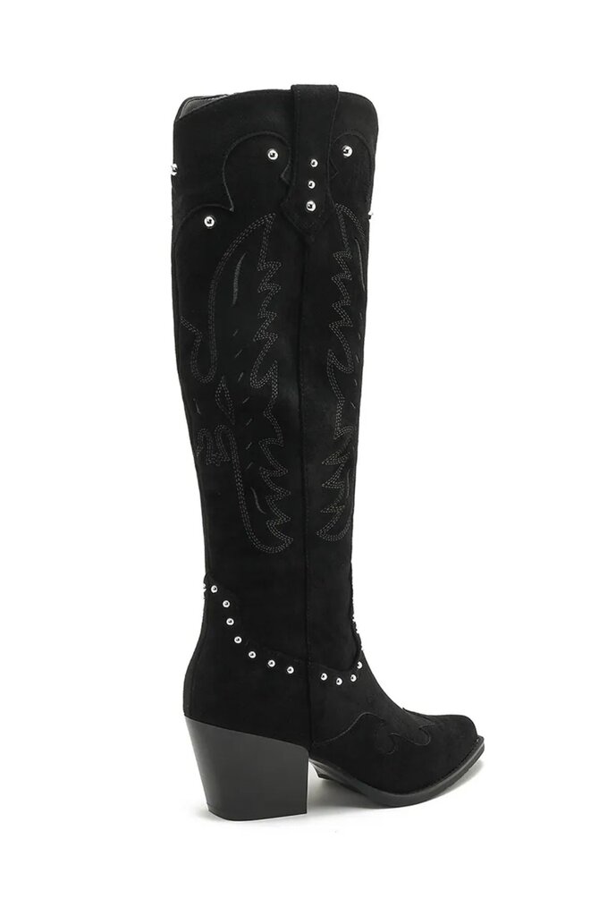 Suède Look Cowboy Laarzen - Zwart