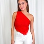 Kanten One Shoulder Top - Rood