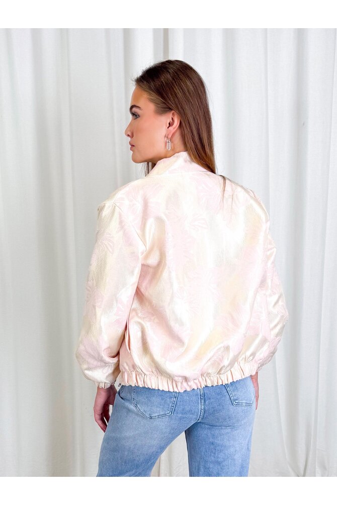 Flower Bomber Jas - Crème/Roze