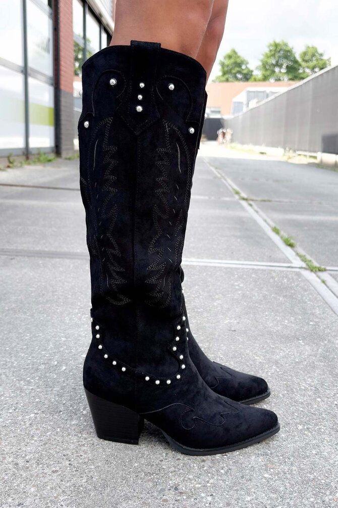 Suède Look Cowboy Laarzen - Zwart