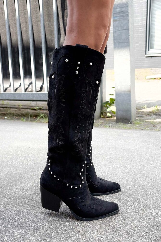 Suède Look Cowboy Laarzen - Zwart
