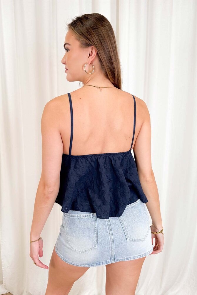 Broderie Top - Navy