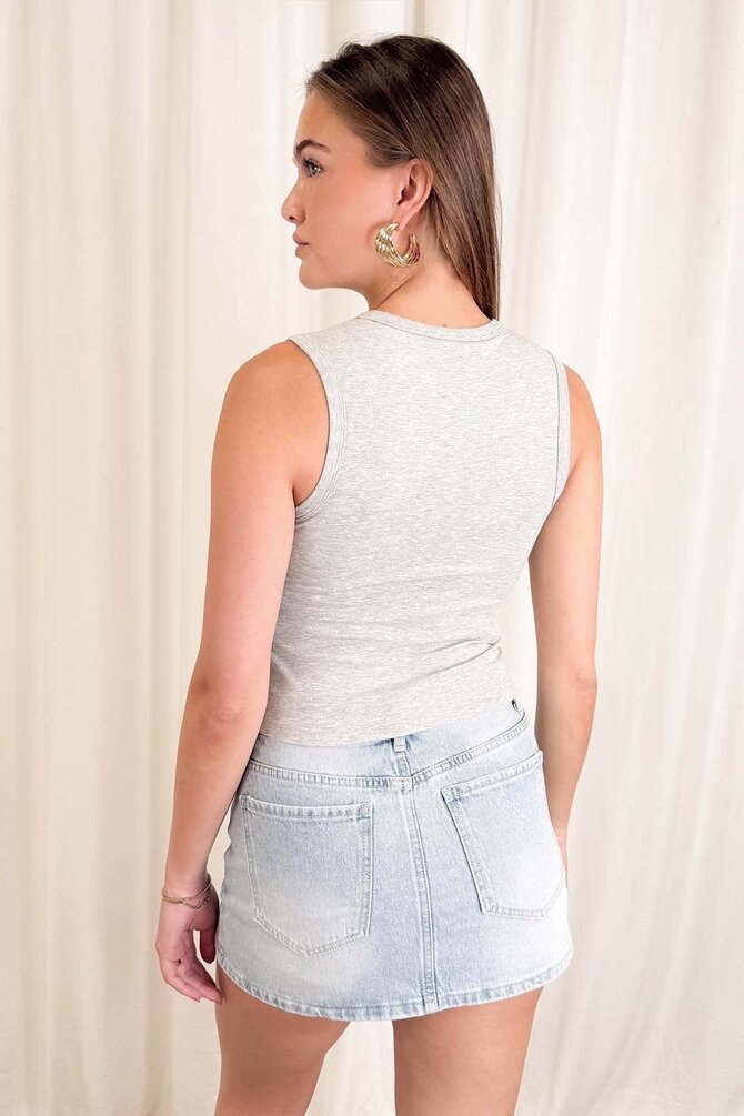 Basic Knopen Top - Licht Grijs