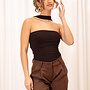 Top Met Vaste Choker - Bruin