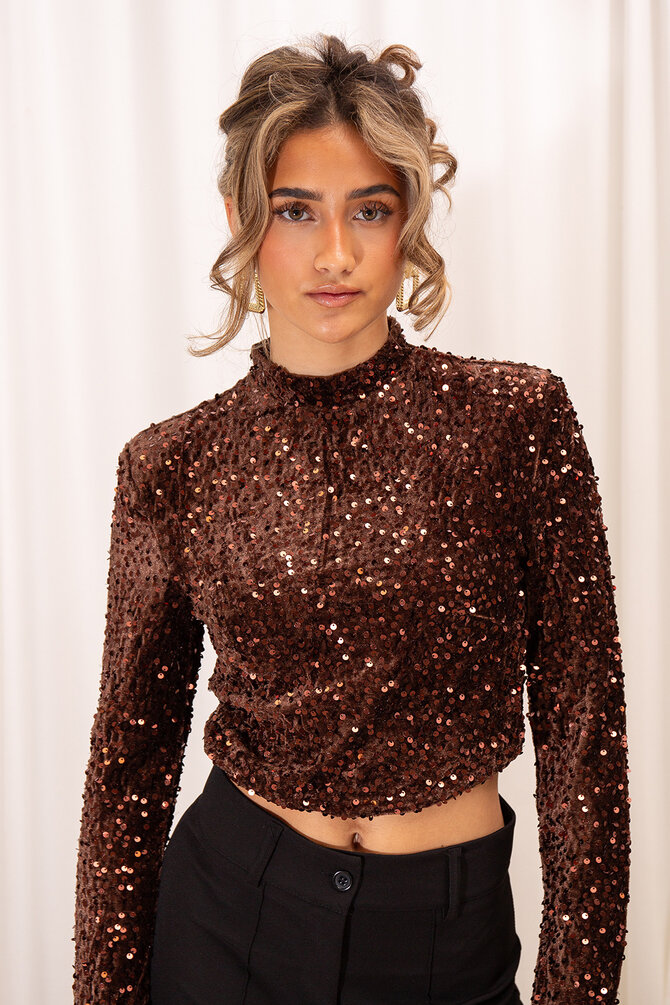 Glitter Top Reina - Bruin