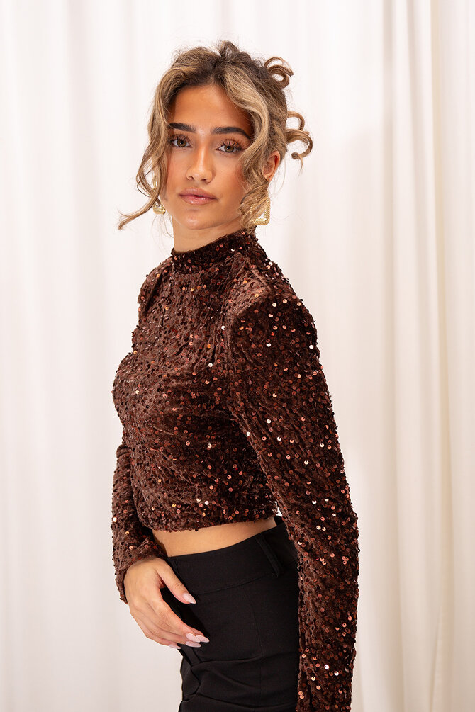 Glitter Top Reina - Bruin