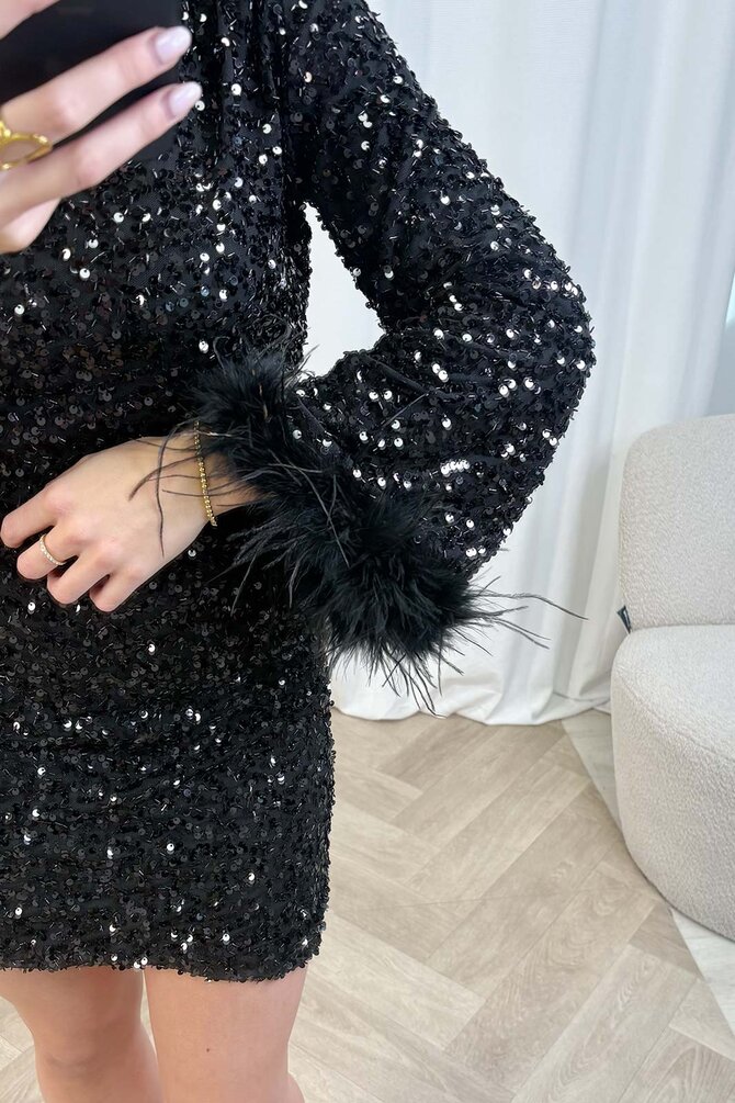 One Shoulder Jurk Mira - Zwart