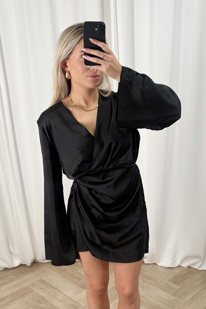 Satijnen Jurk Elvita - Zwart