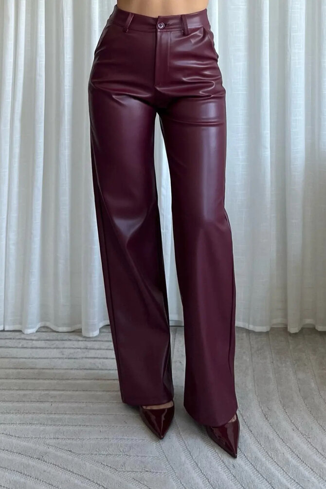 PU Rechte Broek - Bordeaux