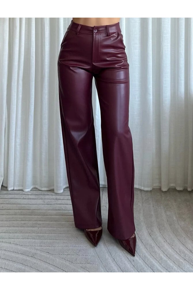 PU Rechte Broek - Bordeaux