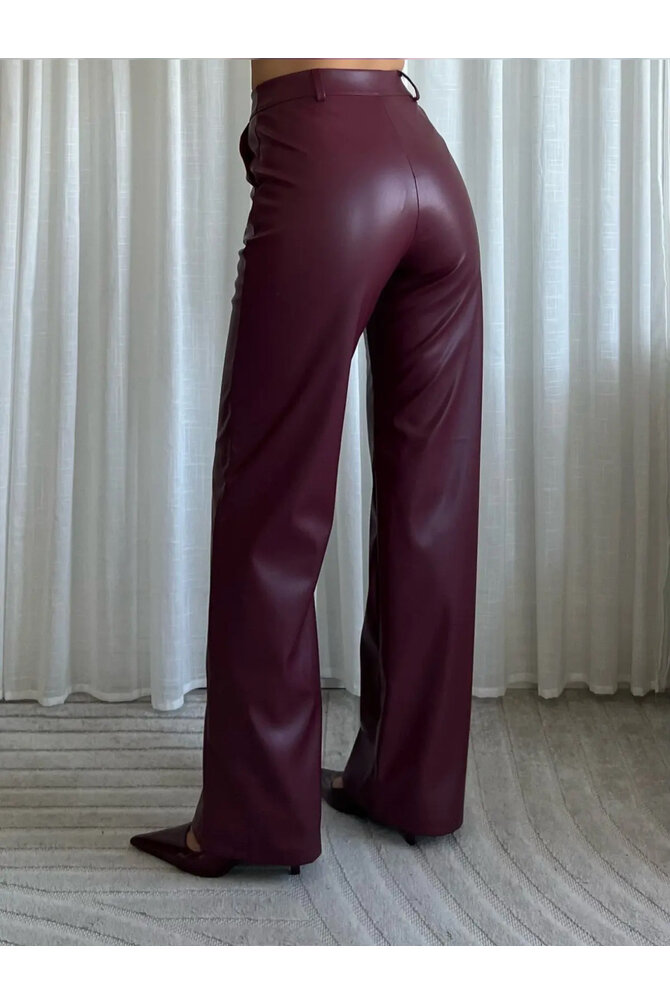 PU Rechte Broek - Bordeaux