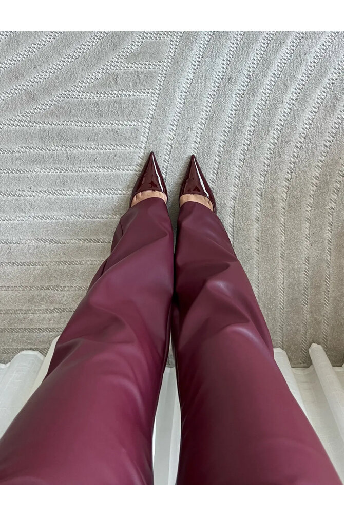 PU Rechte Broek - Bordeaux