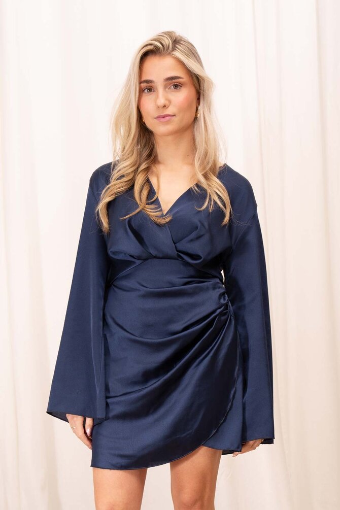 Satijnen Jurk Elvita - Navy