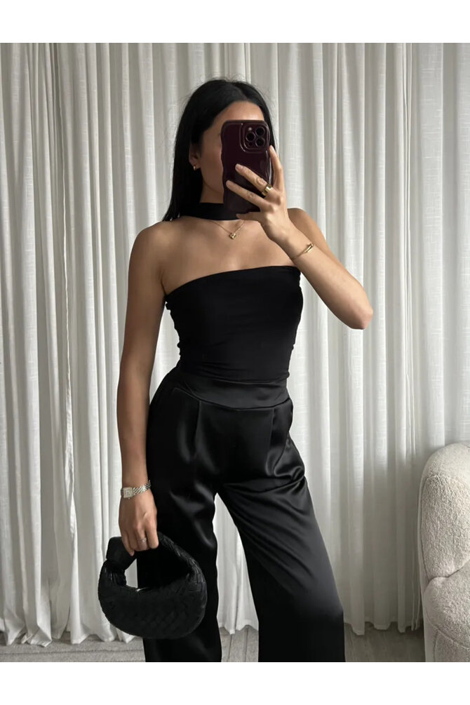 Top Met Vaste Choker - Zwart