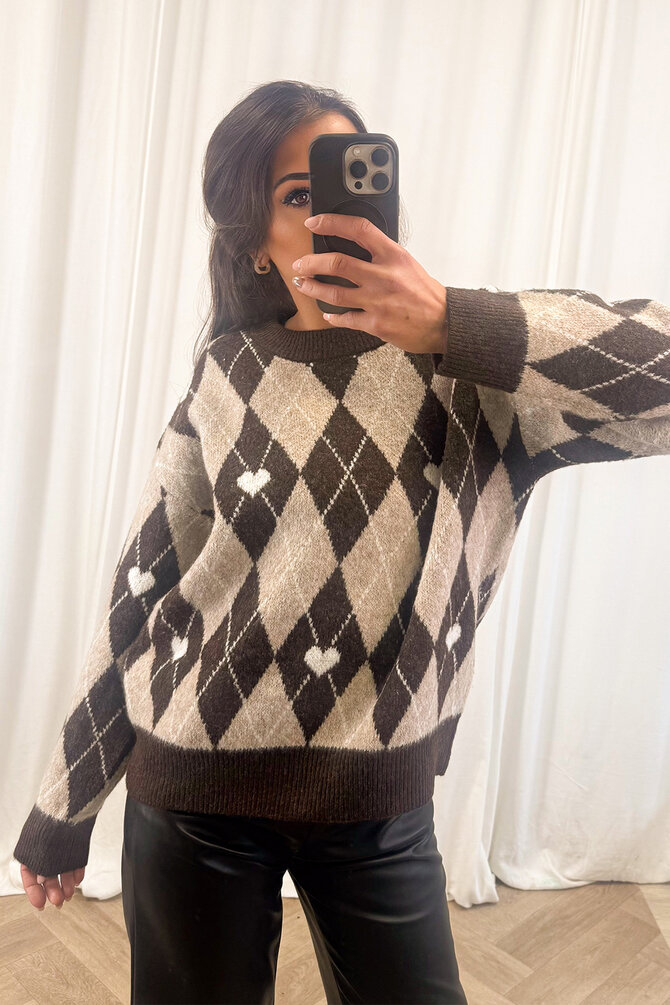 Geruite Trui - Bruin