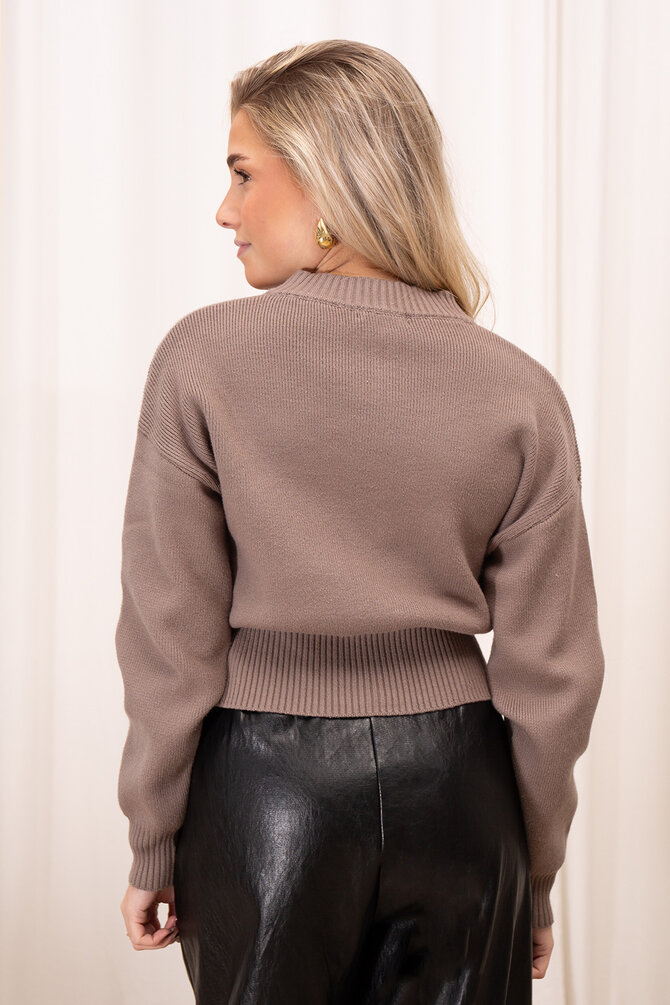 Gebreide Zipper Vest - Taupe