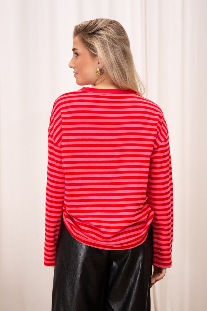 Gestreepte Top - Rood
