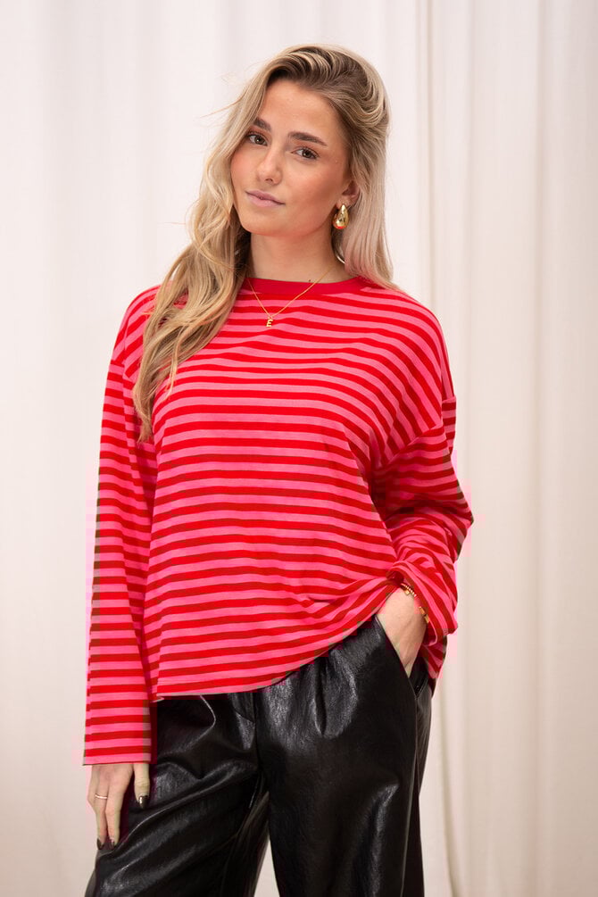 Gestreepte Top - Rood